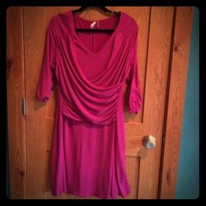 Faux wrap NY Collection dress with ruching